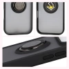 Etui z uchwytem na palec Bizon Case Hybrid Ring do iPhone 17 Pro, przydymione z czarną ramką