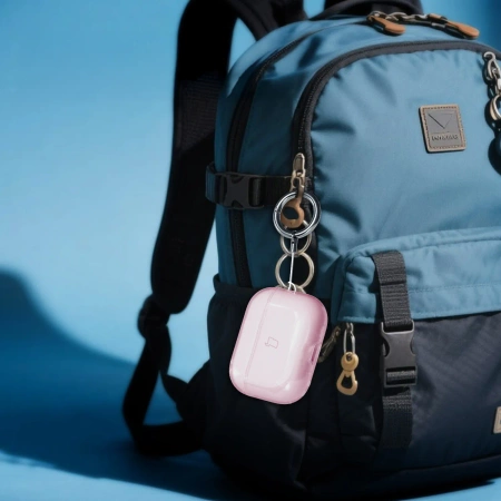 Elastyczne etui z karabińczykiem Bizon Case Headphone Clear do AirPods Pro 3, przeźroczysto-różowe