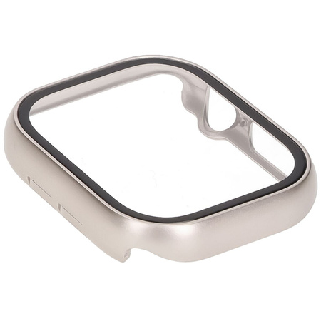 Etui ze szkłem do zegarka Bizon Case+Glass Watch do Apple Watch 11 / 10 (46mm), szampańskie
