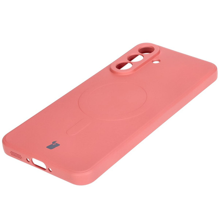 Silikonowe etui z pierścieniem magnetycznym Bizon Case Silicone Magnetic Sq do Galaxy A56 5G, brudnoróżowe