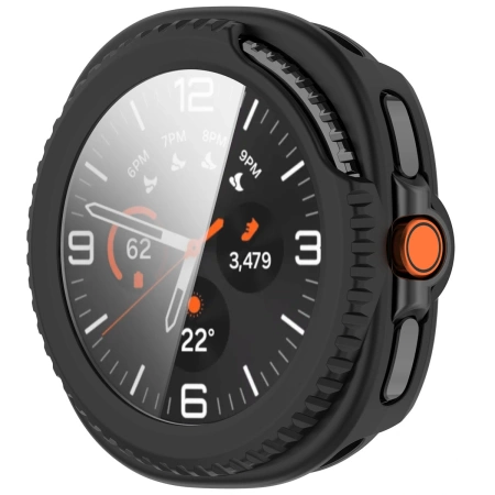 Etui ze szkłem do zegarka Bizon Case+Glass Watch do Samsung Galaxy Watch 8 Classic 46 mm, matowe czarne