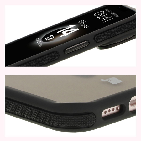 Etui z podstawką i pierścieniem magnetycznym Bizon Case Eclipse do iPhone 14 / iPhone 13, przydymione z czarną ramką