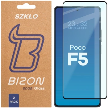 Szkło hartowane Bizon Glass Edge Duo do Xiaomi POCO F5, czarna ramka, 2 sztuki
