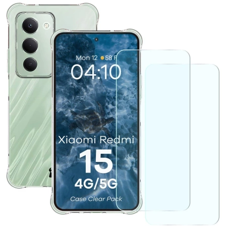 Elastyczne etui + 2x szkło hartowane Bizon Case Clear Pack do Xiaomi Redmi 15 4G / 5G