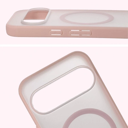 Etui z pierścieniem magnetycznym Bizon Case MatteO do Pixel 10 / 10 Pro, przydymione-różowe