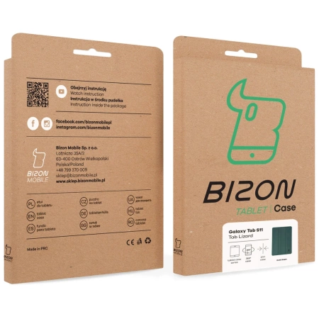 Etui z klapką Bizon Case Tab Lizard do Galaxy Tab S11, ciemnozielone