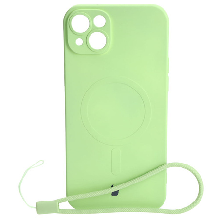 Etui silikonowe z pierścieniem magnetycznym Bizon Case Silicone Magnetic do iPhone 14 Plus, jasnozielone