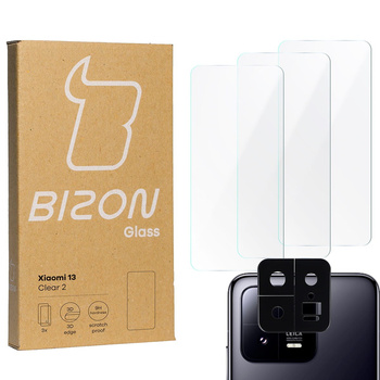 3x Szkło hartowane + szybka na aparat Bizon Glass Clear 2 Pack do Xiaomi 13