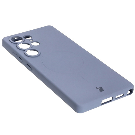 Silikonowe etui z pierścieniem magnetycznym Bizon Case Silicone Magnetic do Galaxy S25 Ultra, szare