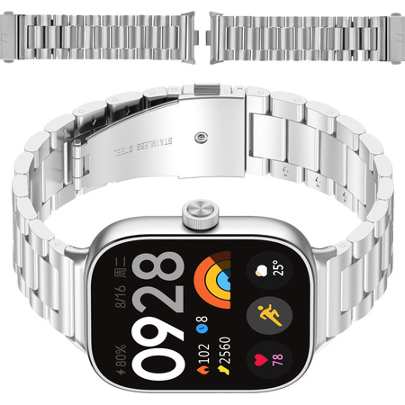 Pasek ze stali nierdzewnej Bizon Strap Watch Aura do  Xiaomi Redmi Watch 5/4 / Smart Band 9/8 Pro, srebrny