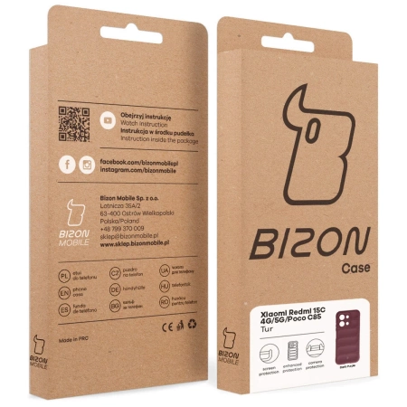 Pancerne etui Bizon Case Tur do Xiaomi Redmi 15C 4G / 5G / POCO C85 4G, burgundowe