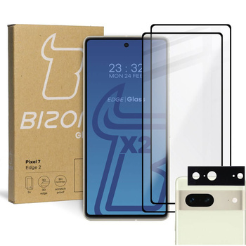 2x Szkło + szybka na aparat Bizon Edge 2 Pack do Google Pixel 7