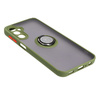 Etui z uchwytem na palec Bizon Case Hybrid Ring do Galaxy A24 4G, przydymione z zieloną ramką