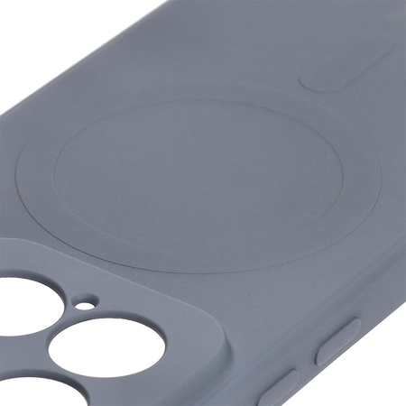 Silikonowe etui z pierścieniem magnetycznym Bizon Case Silicone Magnetic Sq do Xiaomi 15, szare