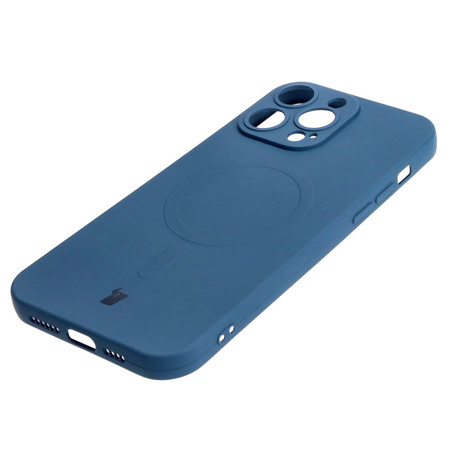 Etui silikonowe z pierścieniem magnetycznym Bizon Case Silicone Magnetic do iPhone 14 Pro Max, granatowe