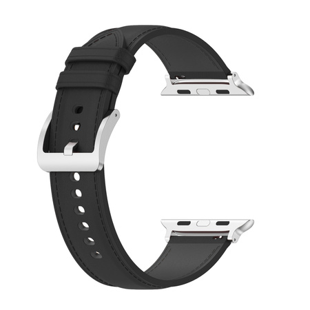 Skórzany pasek Bizon Strap Watch Casual do Apple Watch 44/45/46/49 mm, czarny