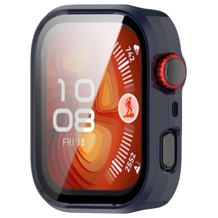 Etui ze szkłem do zegarka Bizon Case+Glass Watch do Huawei Watch Fit 4 Pro, niebieskie