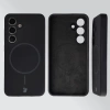 Silikonowe etui z pierścieniem magnetycznym Bizon Soft Case Magnetic do Galaxy S24, czarne
