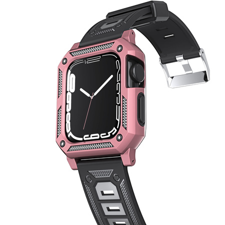 Etui z paskiem Bizon Strap + Case Watch Armor do Apple Watch 40 / 41mm, jasnoróżowe