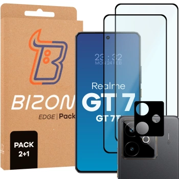 2x Szkło + szybka na aparat Bizon Edge 2 Pack do Realme GT 7 / 7T