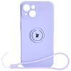 Etui Bizon Case Silicone Ring Sq do Apple iPhone 15, jasnofioletowe