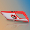 Etui z uchwytem na palec Bizon Case Hybrid Ring do Xiaomi Redmi Note 14 4G, przydymione z czerwoną ramką