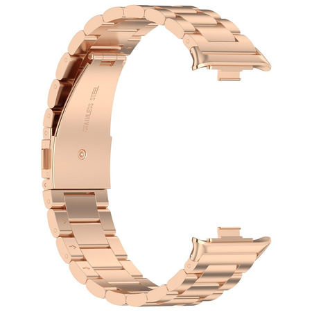 Pasek ze stali nierdzewnej Bizon Strap Watch Aura do  Xiaomi Redmi Watch 5/4 / Smart Band 9/8 Pro, różowozłoty