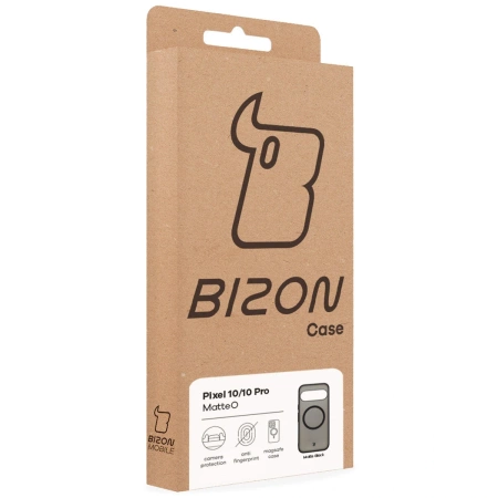 Etui z pierścieniem magnetycznym Bizon Case MatteO do Pixel 10 / 10 Pro, przydymione-czarne