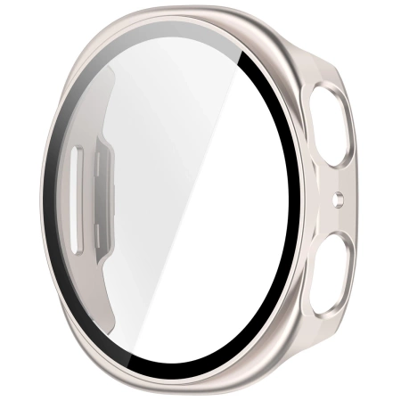 Etui ze szkłem do zegarka Bizon Case+Glass Watch do Samsung Galaxy Watch 8 40 mm, szampańskie
