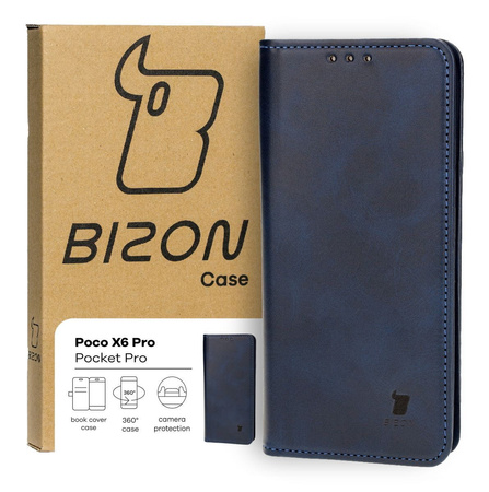 Etui z klapką Bizon Case Pocket Pro do Xiaomi Poco X6 Pro, granatowe