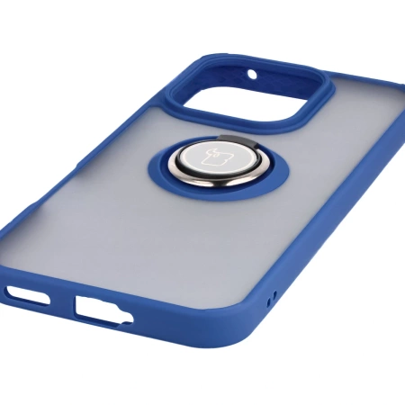 Etui z uchwytem na palec Bizon Case Hybrid Ring do Honor 400 Lite, przydymione z granatową ramką