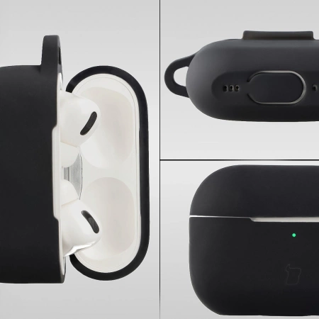Silikonowe etui z karabińczykiem Bizon Case Headphone Silicone do AirPods Pro 2, czarne