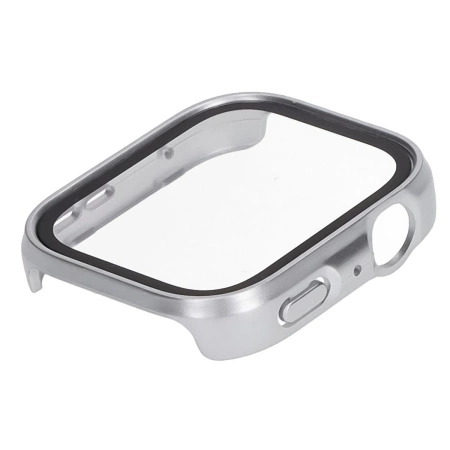 Etui ze szkłem do zegarka Bizon Case+Glass Watch do Huawei Watch Fit 4, satynowo srebrne