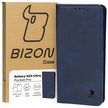Etui z klapką Bizon Case Pocket Pro do Galaxy S23 Ultra, granatowe