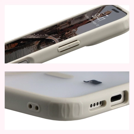 Etui z pierścieniem magnetycznym Bizon Case MatteO do iPhone 17, przydymione-beżowe