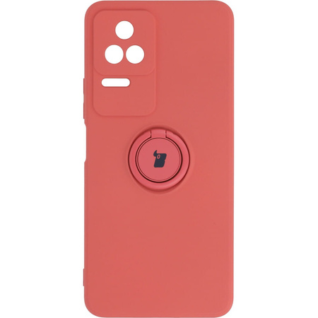 Etui Bizon Case Silicone Ring Sq do Xiaomi Poco F4, różowe