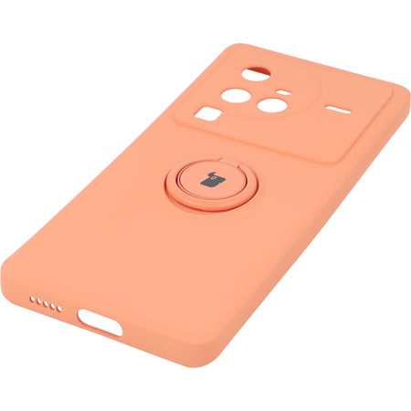 Etui Bizon Case Silicone Ring Sq do VIVO X80 Pro, pomarańczowe