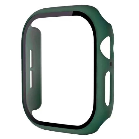 Etui ze szkłem do zegarka Bizon Case+Glass Watch do Apple Watch SE 3 / SE 2 / SE / 6 / 5 / 4 (44 mm), matowe ciemnozielone