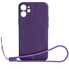 Etui Bizon Case Silicone Magnetic Sq do iPhone 12 Mini, śliwkowe