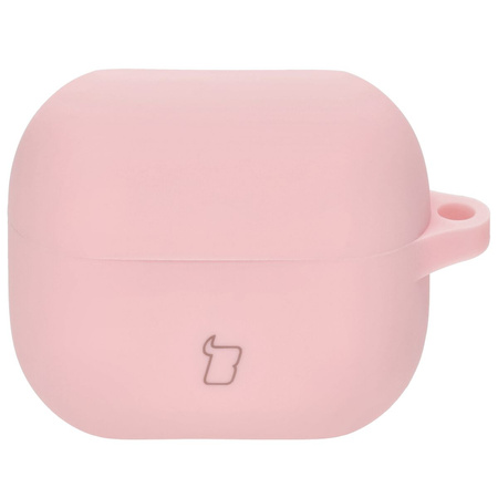 Silikonowe etui z karabińczykiem Bizon Case Headphone Silicone do Galaxy Buds 3/3 Pro/3 FE, jasnoróżowe
