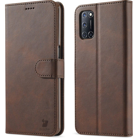 Etui Bizon Case Wallet do OPPO A54 5G / A93 5G/ A74 5G/ OnePlus Nord N200 5G, brązowe