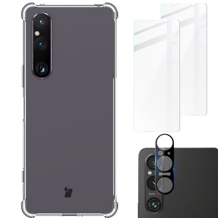 Etui + 2x szkło + obiektyw Bizon Case Clear Pack do Sony Xperia 1 V, przezroczyste