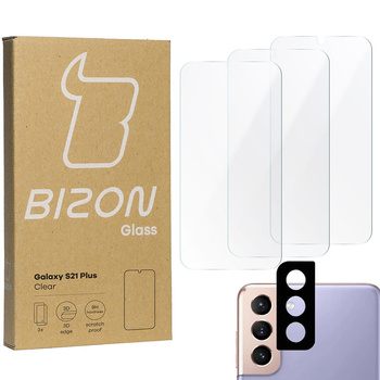Szkło hartowane Bizon Glass Clear - 3 szt. + obiektyw, Galaxy S21 Plus 5G