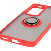 Etui z uchwytem na palec Bizon Case Hybrid Ring do Oppo Reno 12, przydymione z czerwoną ramką