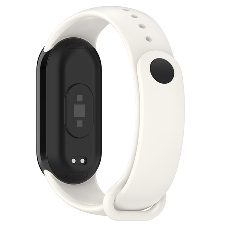 Silikonowy pasek Bizon Strap Watch Dots do Xiaomi Smart Band 10 / 9 / 9 NFC / 8, biały