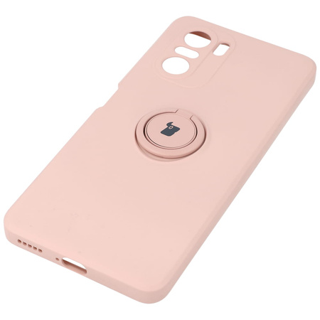 Etui Bizon Case Silicone Ring do Xiaomi Mi 11i / Poco F3, jasnoróżowe