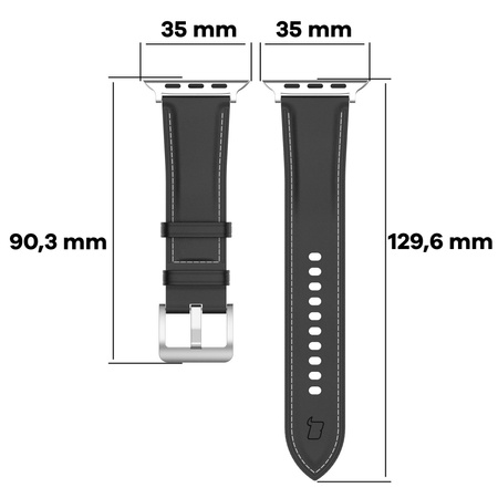 Skórzany pasek Bizon Strap Watch Casual do Apple Watch 44/45/46/49 mm, czarny