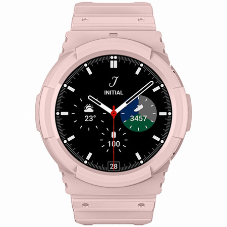 Etui z paskiem Bizon Strap + Case Watch Action do Samsung Galaxy Watch 4 / 5 44 mm, jasnoróżowe