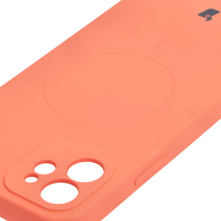 Etui silikonowe z pierścieniem magnetycznym Bizon Case Silicone Magnetic do iPhone 12, marchewkowe