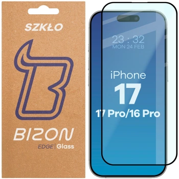 Szkło hartowane Bizon Glass Edge 2 do iPhone 16 Pro / 17 / 17 Pro, czarna ramka